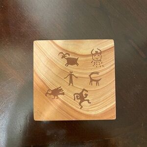 Native American Coaster with Petroglyph Design Southwestern Western Culture Boho